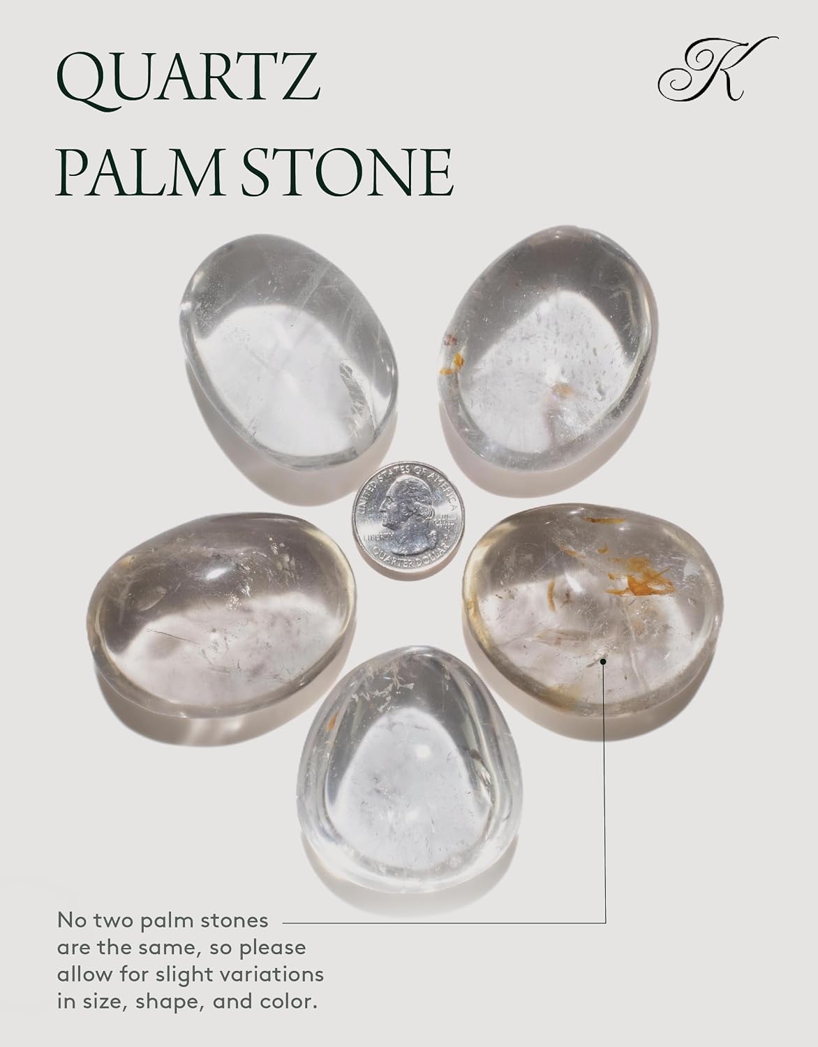KALIFANO Palm Stone with Healing & Calming Effects - AAA+ Grade High Energy Worry Stone with Information Card - Reiki Crystal Used for Courage (Family Owned and Operated)