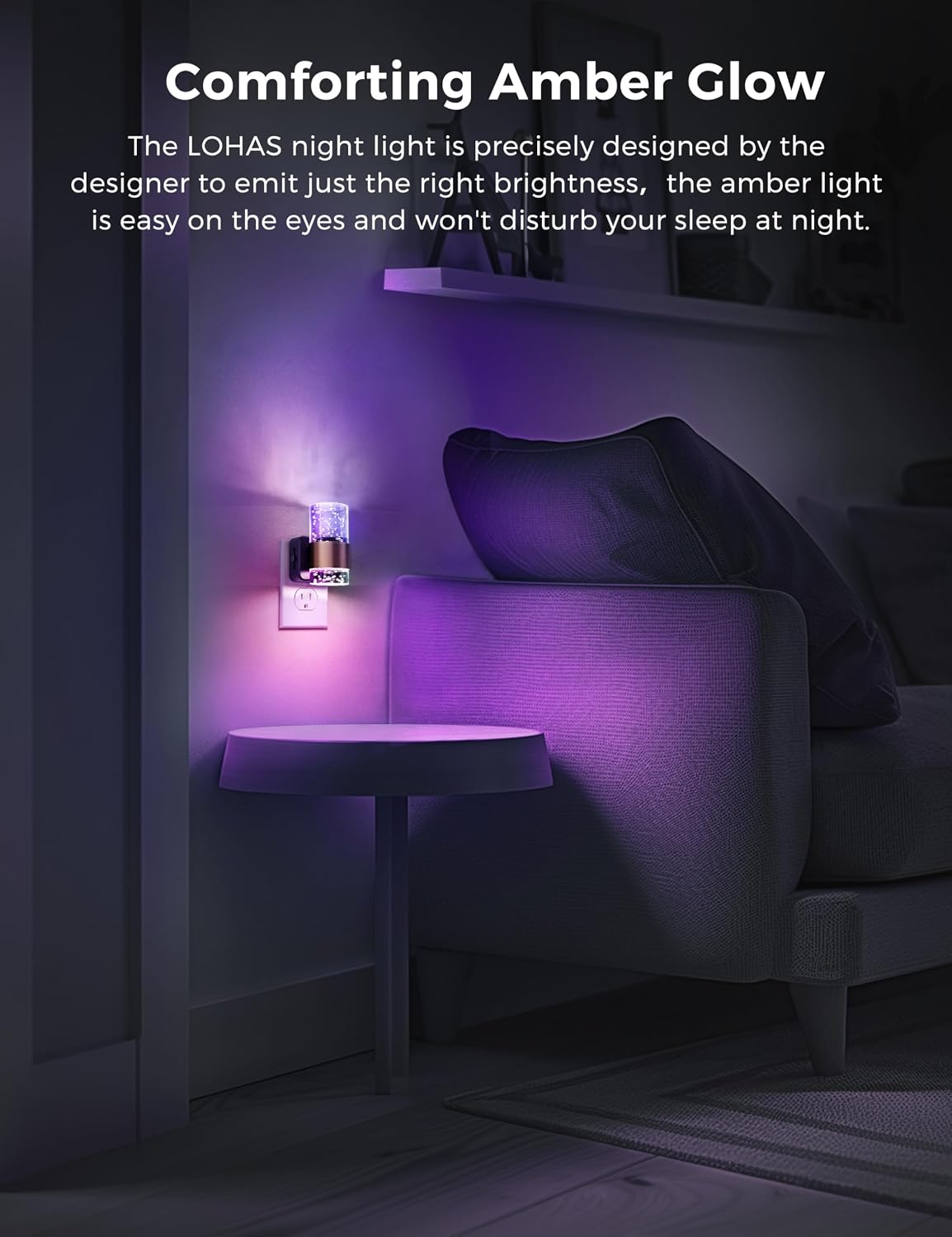 L LOHAS LED Night Lights Plug into wall, Amber Night Light with Adjustable Brightness, Plug in NightLight with Auto Light Sensor, Wall Sconce-Style Design Night Light for Bathroom,Hallway, 2 Pack