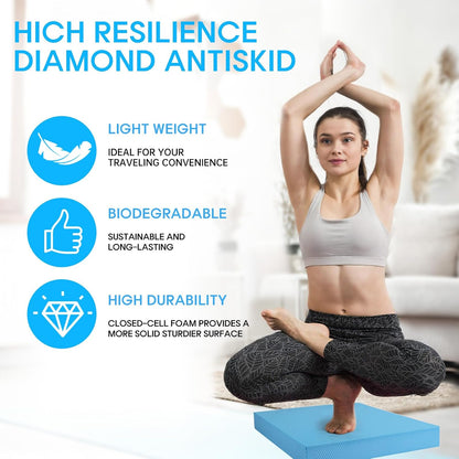 Exercise Balance Pad，Balance Foam Mat for Physical Therapy Equipment & Strength Stability Training, Slip Resistant Foam Mat for Yoga, Pilates, Meditation，Gardening knee pads