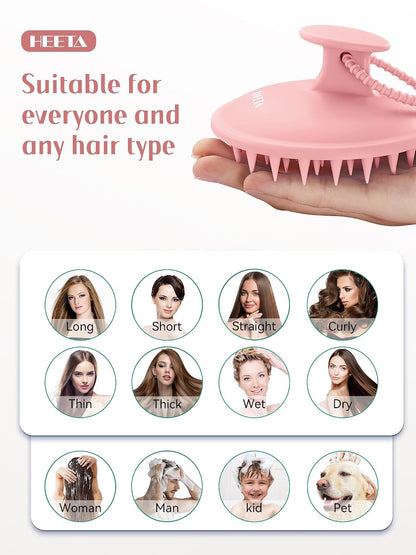 HEETA Scalp Massager Hair Growth, Scalp Scrubber with Soft Bristles, Integrated Silicone Design, Exfoliator for Dandruff Removal & Relaxation, Shampoo Brush Fit Wet Dry Hair Use, Black