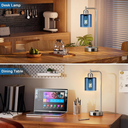 Industrial Touch Lamps for Nightstand Set of 2, 3-Way Dimmable Bedside Lamp