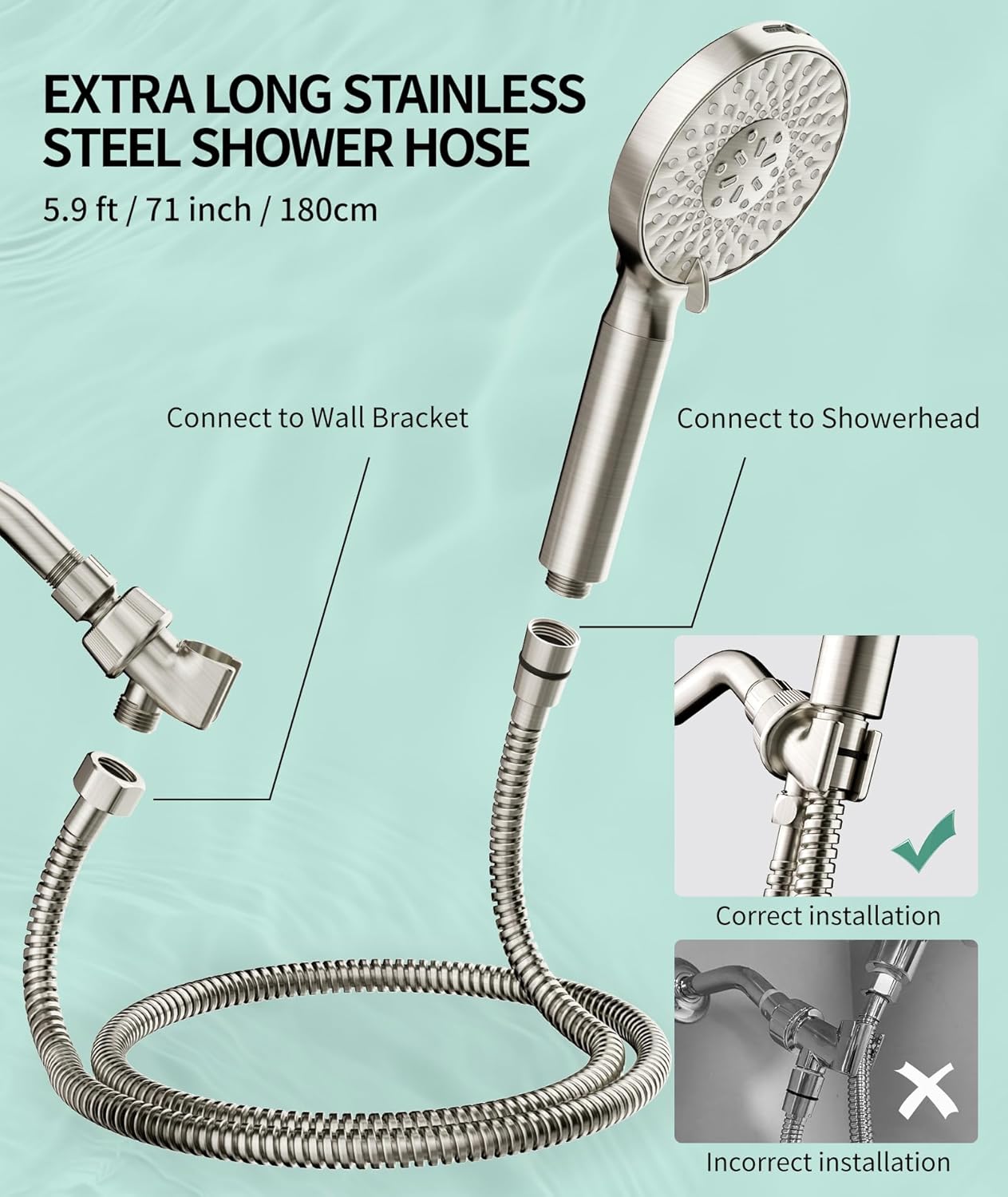 SR SUN RISE Filtered Shower Head with Handheld High Pressure 9 Spray Mode Showerhead Detachable Shower Head Water Softener Filters Beads for Hard Water Remove Chlorine 1 Filter Chrome