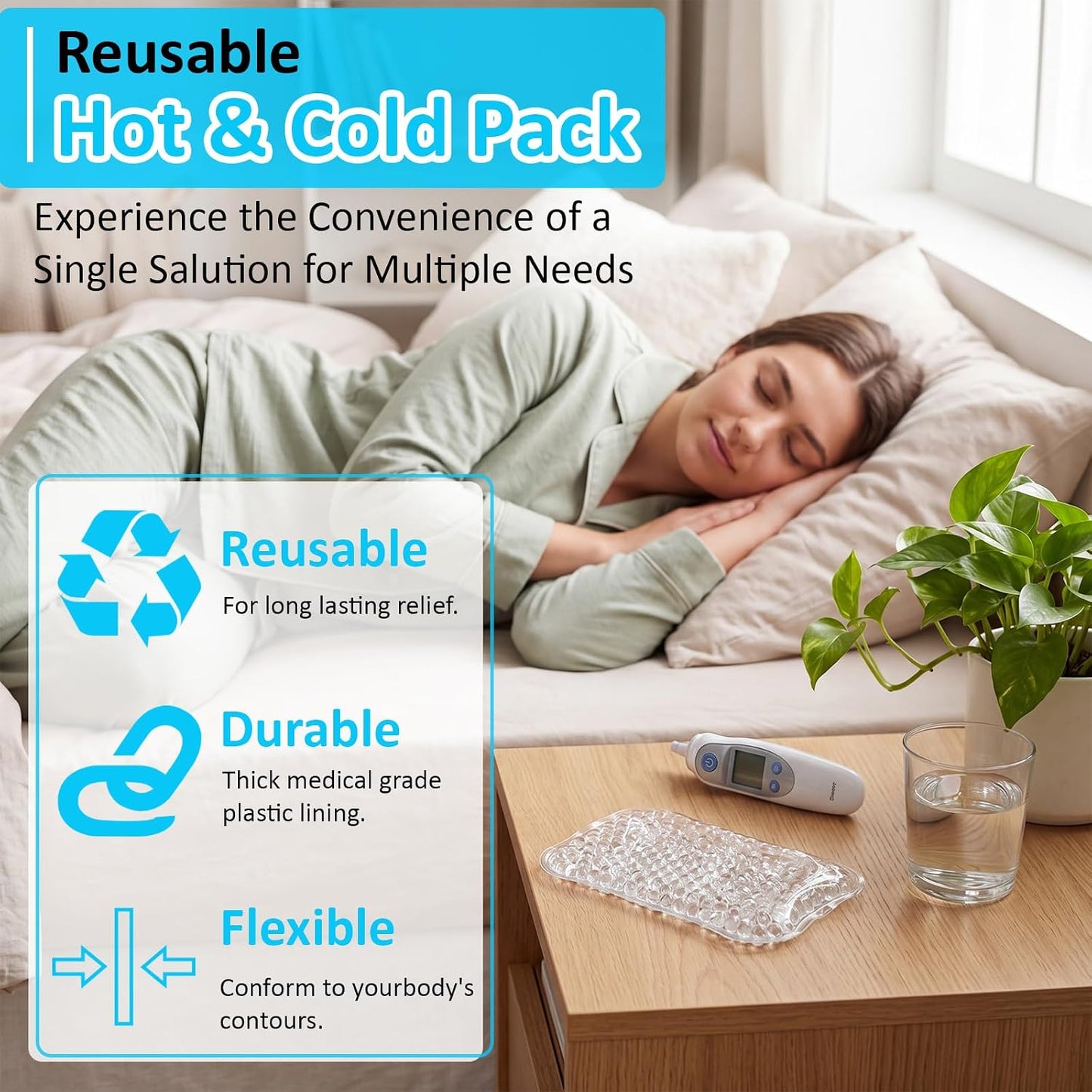 TrelaCo 24 Pcs Gel Bead Ice Pack 4 x 6 Inch Reusable Hot Cold Pack Soft Small Gel Cooling Pad Compress for Sports Swelling, Knee, Shoulder, Foot, Back, Ankle, Neck, Elbow Injuries Wrap Pain Relief