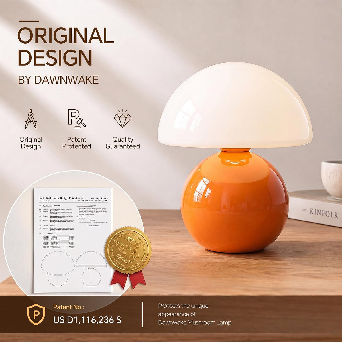 Dawnwake Mushroom Lamp Table Lamp for Bedroom-Small Desk Table Lamps,White