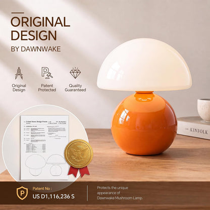 Dawnwake Mushroom Lamp Table Lamp for Bedroom-Small Desk Table Lamps,White