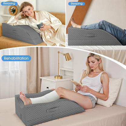 TranquilRelax Leg Elevation Pillows for After Surgery, Wedge Pillow, Grey