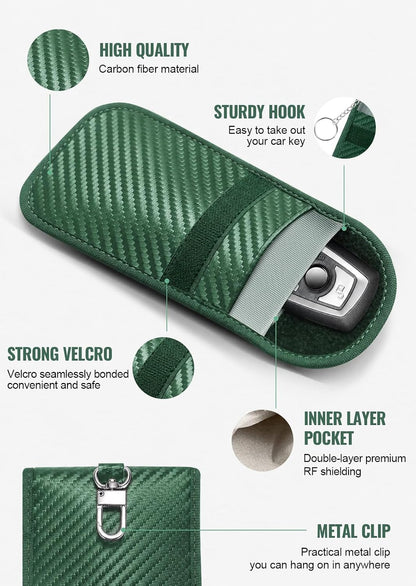 Faraday Pouch for Car Keys, Faraday Bag, Car RFID Signal Blocking Holder, Key Fob Protector, Key fob cage Block Signal Anti-Theft Fob Case (2 Pack)