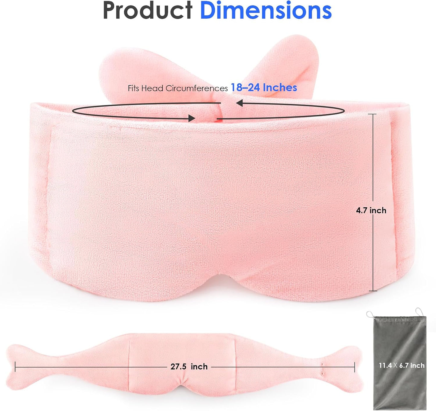 Weighted Eye Mask for Sleeping, Soft Minky Sleep Mask for Side Sleeper with Adjustable Buckle, 100% Blockout Design, Ideal for Meditation, Relaxation and Travel, Includes Storage Pouch (Grey)
