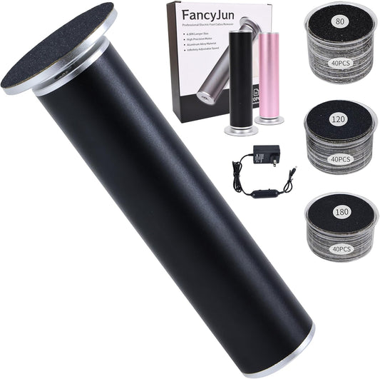 FancyJun Electric Foot Callus Remover with 120pcs Sandpaper Discs(3 Sizes), Professional 800RPM Aluminum 4.8 Inches Callus Remover for Feet, Stepless Speed Control for Dead Skin (Purple)