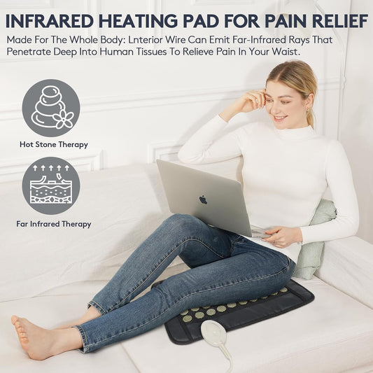 UTK Far Infrared Heating Pad for Back Pain, Small 19x15 in, 60 Pure Jade
