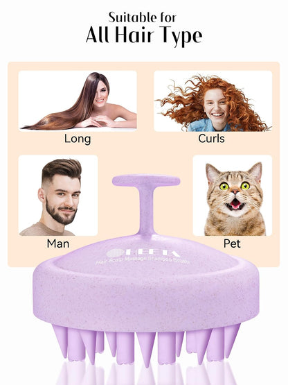 HEETA Hair Scalp Massager for Hair Growth, Shampoo Brush, Scalp Scrubber Exfoliator with Soft Silicone Bristles for Dandruff Removal to Relieve Stress, Wet Dry Use Updated Material, Beige