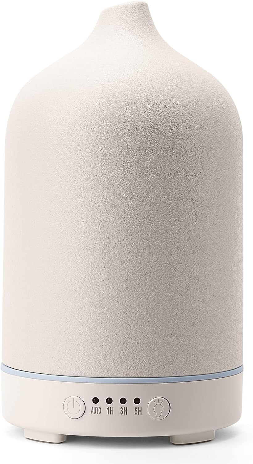 Diffuserlove Ceramic Essential Oil Diffuser 160ML Aromatherapy Diffuser for Home Bedroom Room Cool Mist Humidifier Stone Air Diffusers (Size:6.8" H x 3.6" W)