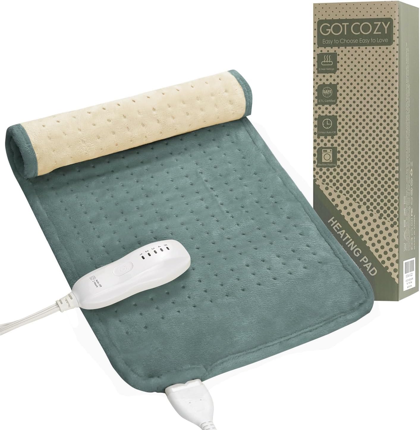 GOTCOZY Heating Pad 12"x24" for Back Pain Relief & Cramps(Rose)