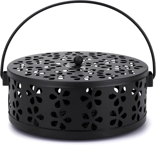2 Pack Mosquito Spiral Coil Holder Outdoor Hanging Coil Incense Holder with Lid and Handle Citronella Incense Coil Holder (Bronze/Bronze)
