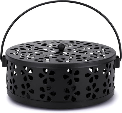 2 Pack Mosquito Spiral Coil Holder Outdoor Hanging Coil Incense Holder with Lid and Handle Citronella Incense Coil Holder (Bronze/Bronze)