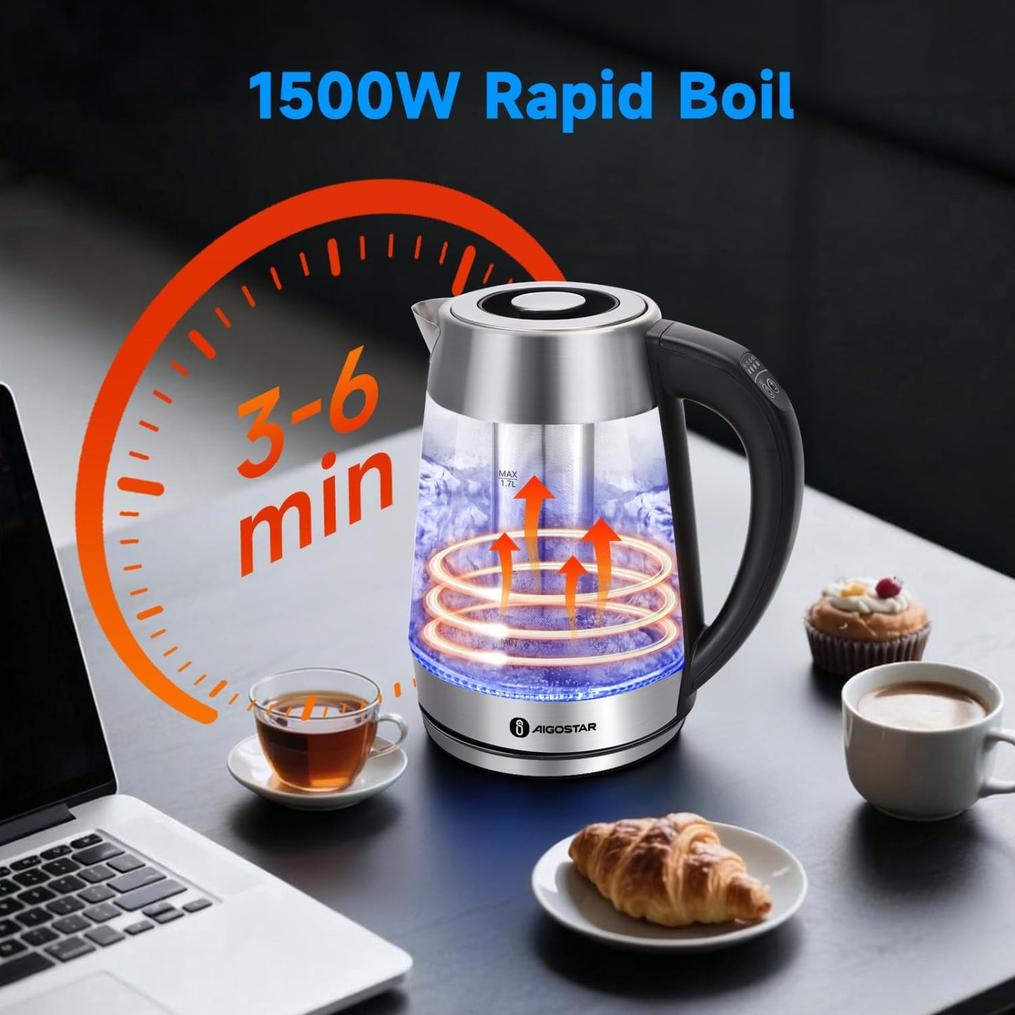 Aigostar Electric Kettle with Temperature Control and Tea Infuser