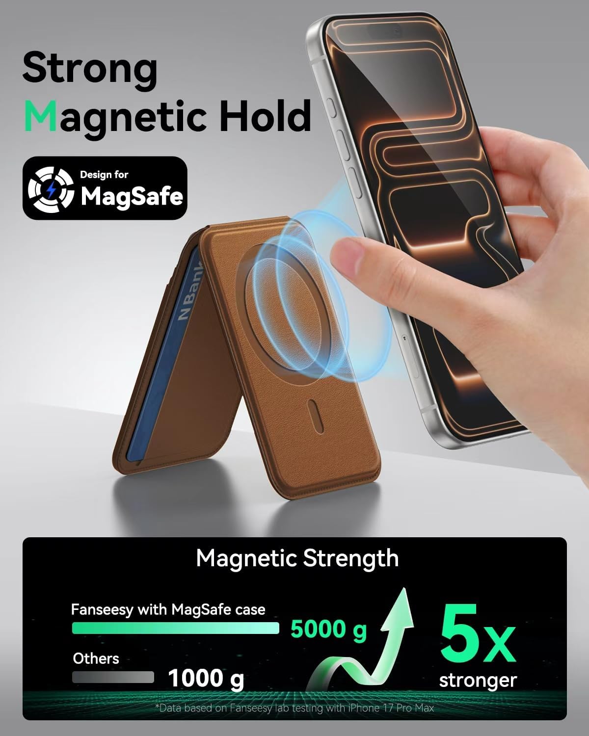 TWZKG for MagSafe Wallet, Works with Apple Find My,5 Card Holder with Stand