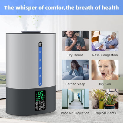 Coolfiqu 6L Humidifiers for Bedroom Large Room Home,Cool and Warm Humidifier for Baby and Plants Hot Mist Top Fill Desk Humidifiers Oil Diffuser,Quiet,Adjustable Mist,360°Nozzle-Black(2026 Upgraded)