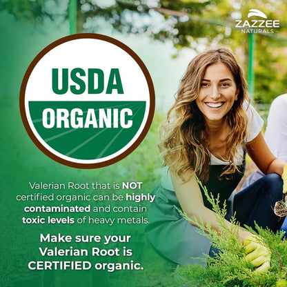 Zazzee USDA Organic Valerian Root 10:1 Extract, 120 Vegan Capsules