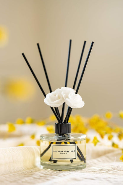 CULTURE & NATURE Reed Diffuser Set 4oz (120ml) Clean Cotton Scented Diffuser with Sticks Home Fragrance Reed Diffuser for Bathroom Shelf Decor