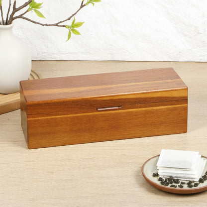 Acacia Wooden Tea Bag Organizers Drink Packet Storage Boxes Teas Caddy