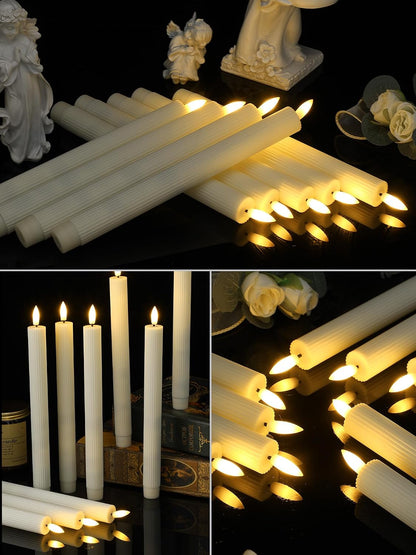 Treela 24 Pcs Flameless Taper Candles Battery Operated Bulk Fake Candles Light LED Candle Sticks Flickering Tapered for Easter Wedding Anniversary Decoration(Basic,11 Inch,Ivory)