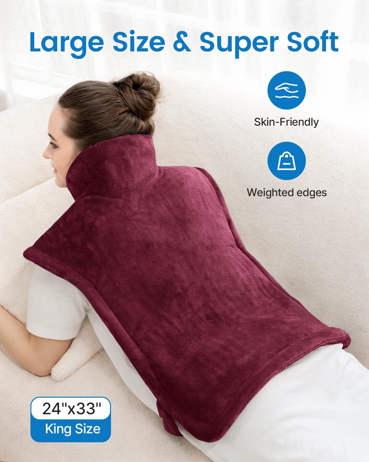 RENPHO Fathers Day Dad Gifts, Electric Heating Pad - 6 Heat Levels for Neck Shoulder and Back, Birthday Gifts for Women Men, Weighted Pad for Snug Fit, ETL Certified, FSA Eligible, 24"x33" Gray