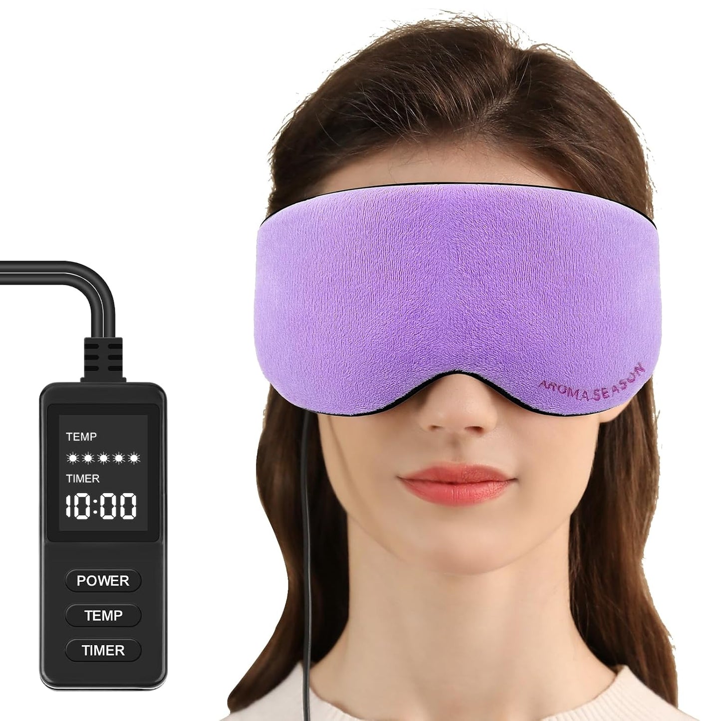 Aroma Season Heated Eye Mask for Dry Eyes, Warm Eye Compress with 4 Heat & time Levels, Washable Eye Heating Pad Blepharitis, Styes, Travel, Improved Sleep, Gift (Gray)