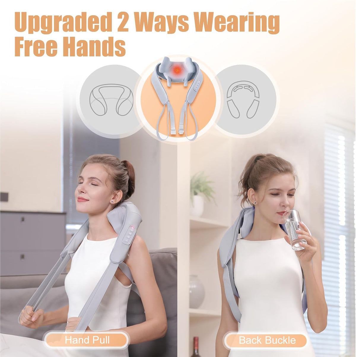 MASGRE Shiatsu Neck and Shoulder Massager with Heat for Pain Relief