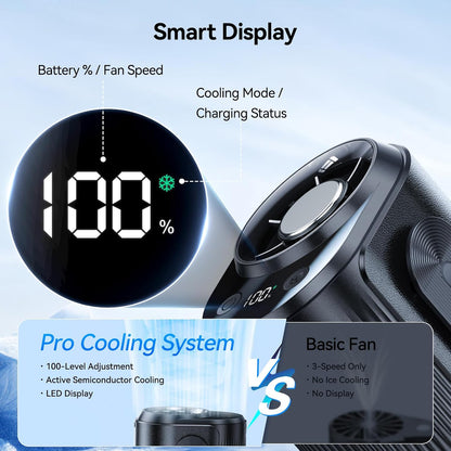 KIMMOO Portable Cool Clip Waist Fan with Ice Cooler,100-Speed, Rechargeable