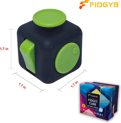 Cube Fidget Stress Relief Toy for Adults & Kids, Smooth, Quiet Sensory Toy for Anxiety, Focus & ADHD Idea[Black_Green]