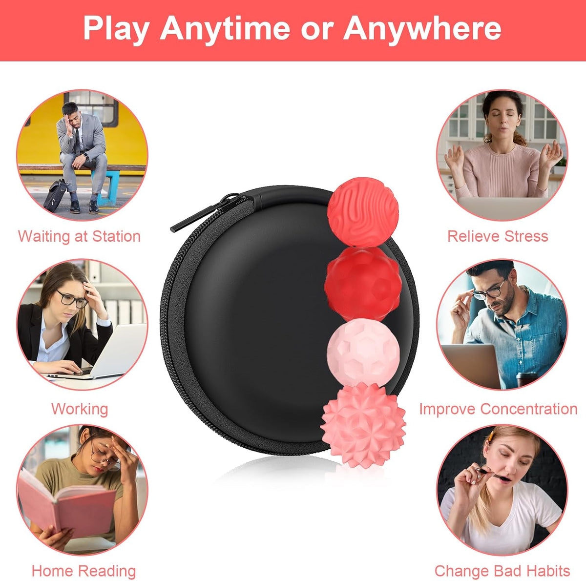 BUSOHA Silicone Magnetic Fidget Balls - 4 Pack Fidget Toys for Adult