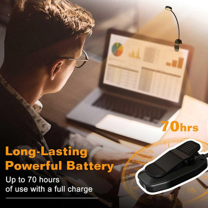 KTEBO 2 Pack Rechargeable Book Light Clip-On Reading Light for Books in Bed | 9 eye-friendly modes from 3 color temperatures and 3 brightness, USB-C up to 30 hrs - Black & Black