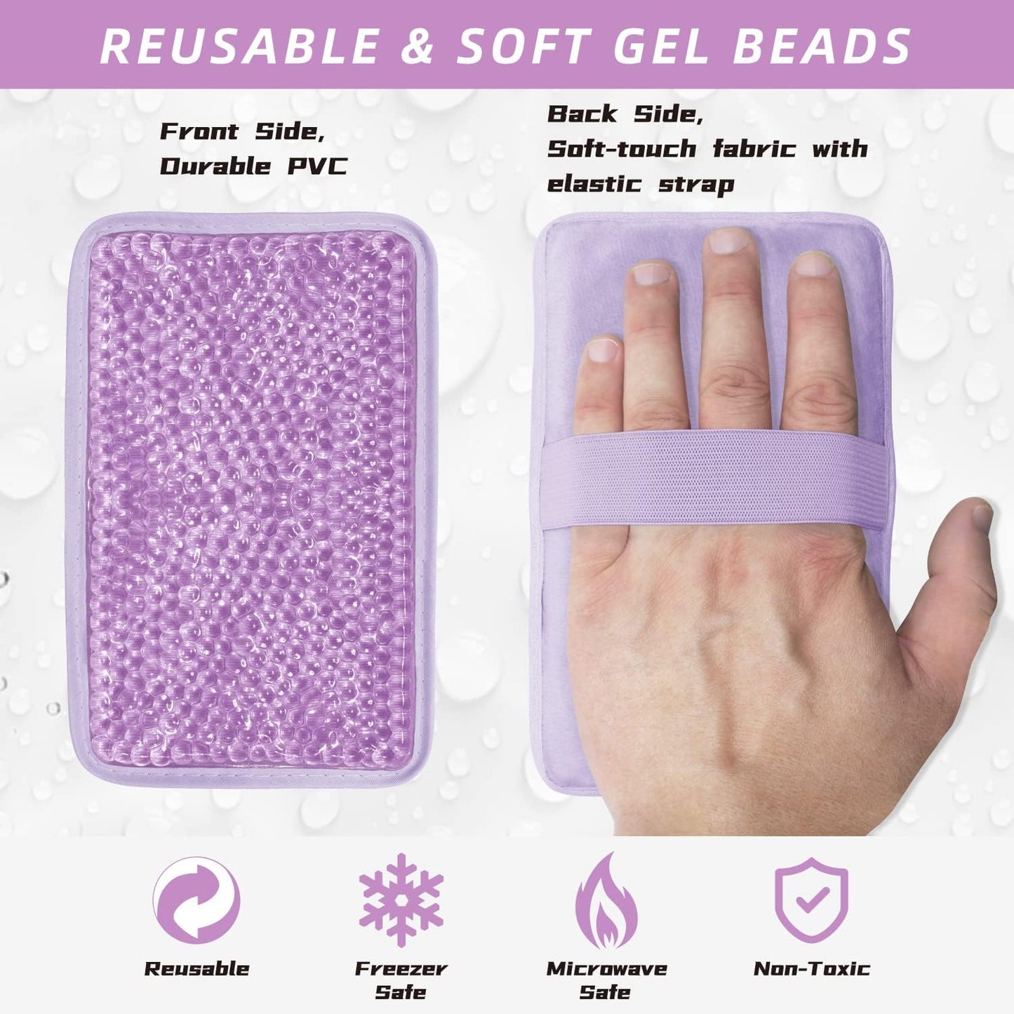 Gel Beads Ice Pack Ice Bag with Strap-1 Pack Reusable Hot & Cold Pack Compress for Knee, Shoulder, Foot, Back, Ankle, Neck, Hip, Elbow, Wisdom Tooth-7.76''x4.93''(Blue)