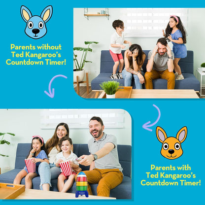 Ted Kangaroo Countdown Timer! Blast Off Visual Timer for Kids with Audio Rocket, 0-24 Hour Countdown, Memory Function, Red Yellow Green Light, Easy Setup, Battery Operated for Classroom and Home Use
