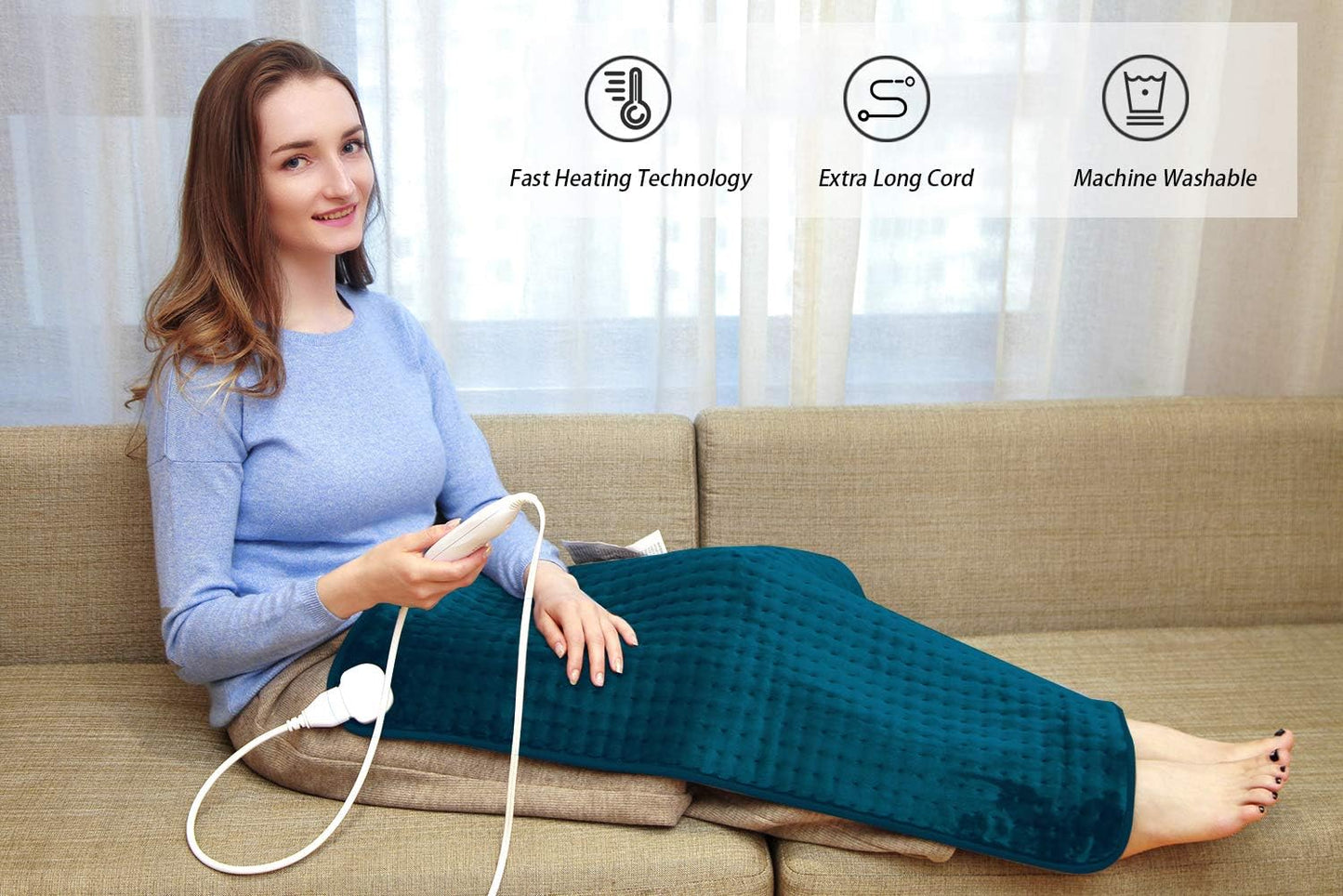 Ruqiji 19" x 24" Weighted Neck&Shoulder Heating Pad, 2.5lbs with 12 Temperature Settings&Countdown Timer,Pain Relief for Neck/Shoulders/Menstrual Pain(Dark Gray)