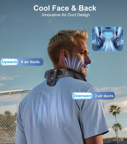 Neck Fan Air Conditioner with Large Cooling Plate, Portable Neck Fans that Blow Cold Air 360° Airflow, Wearable Personal AC Quiet Back Air Outlet 6000mAh Rechargeable,Gifts for Men Women Travel Office