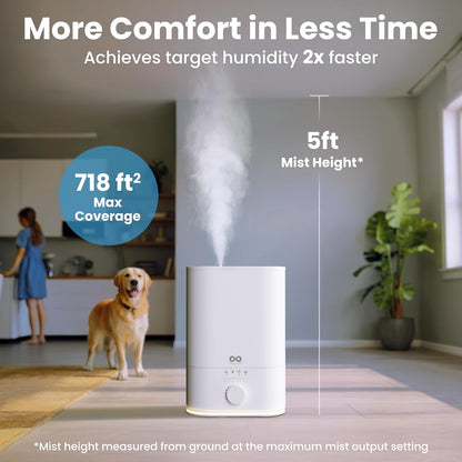 Everlasting Comfort 2.5L Top Fill Humidifier for Bedroom – Quiet, Easy to Fill & Clean, 24HR Runtime, Night Lights, Timer, Ultrasonic Cool Mist, Auto Shut-Off for Indoor Use - White