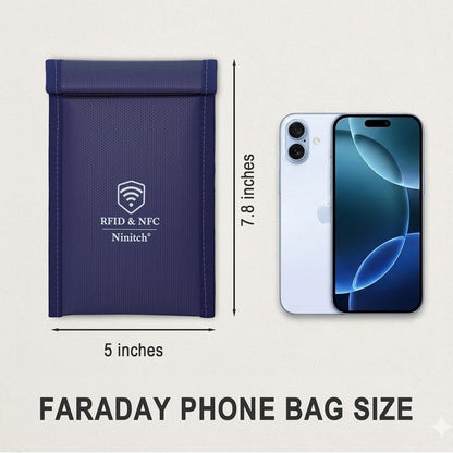 Faraday Bags for Phone Privacy & Security - Signal Blocking Pouch for GPS/WIFI/5G/RFID - Fireproof & Waterproof Anti-Drop Case for Travel & Data Protection Black