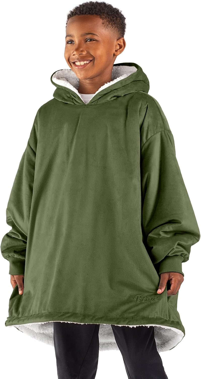 Bare Home Wearable Blanket Hoodie - Soft Plush Sherpa - Warm and Cozy - Oversized Wearable Blanket