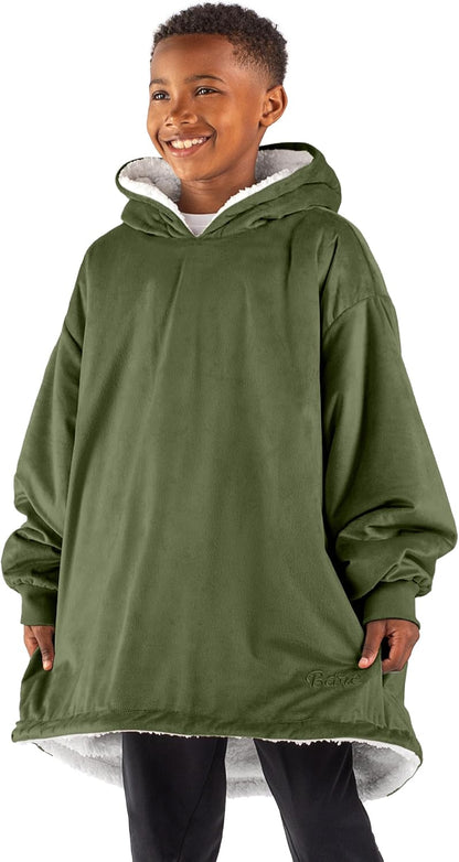 Bare Home Wearable Blanket Hoodie - Soft Plush Sherpa - Warm and Cozy - Oversized Wearable Blanket