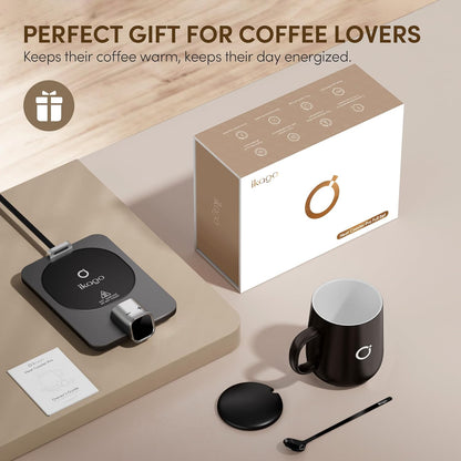 Coffee Cup Warmer & iKago Mug Set, 1℉ Precise Temp Control Mug Warmer