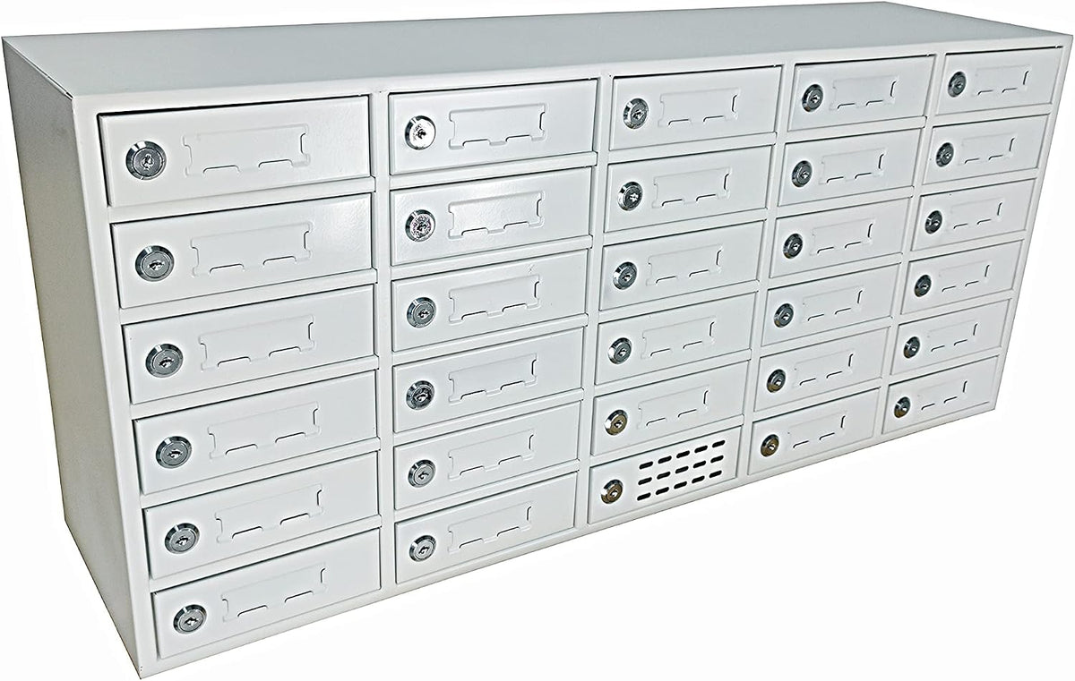 FixtureDisplays® 30-Slot Cell Phone Smartphone Charging Station Lockers Assignment Mail Slot Box USB Femal Ports in Each Slot Max 5 Watts Per Slot Output 15252-USB-NPF