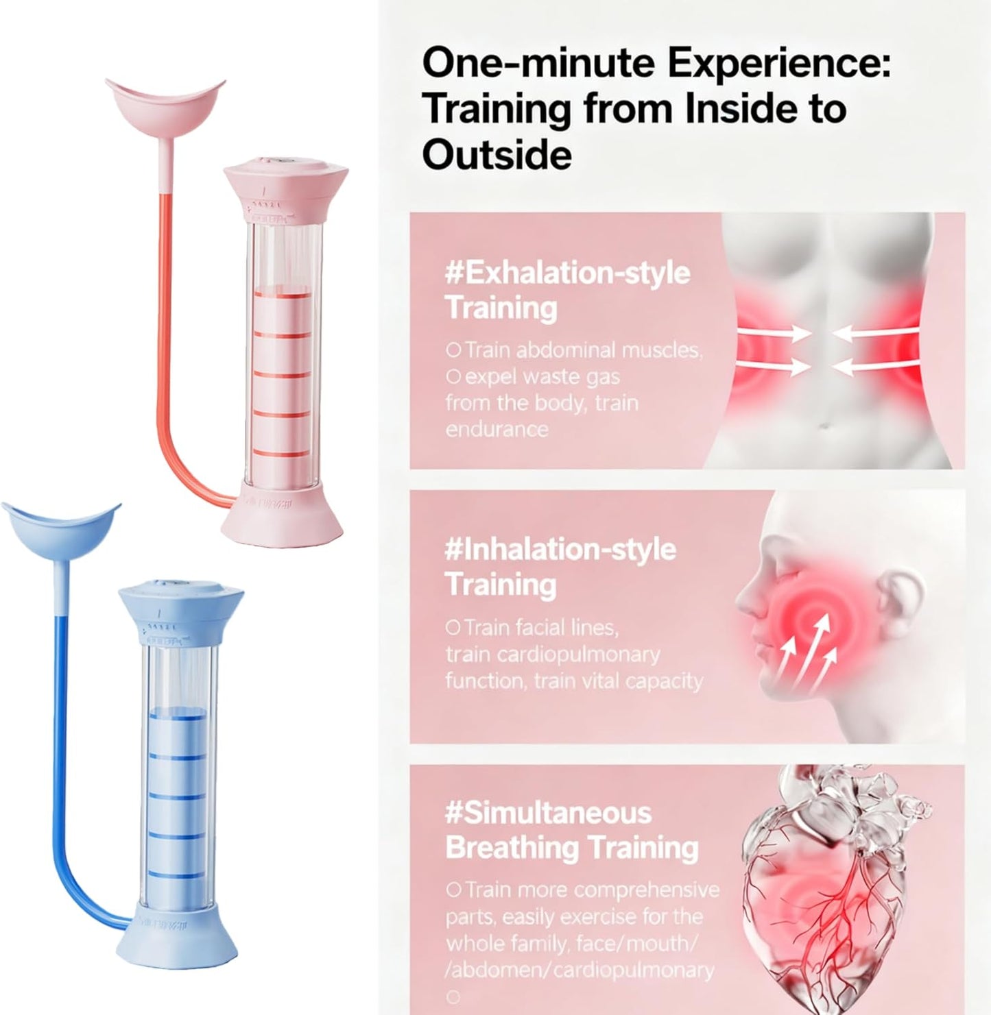 Digital Breathing Dumbbells Raining Device with Adjustable air holes(Pink) | Load Bearing Breathing Training Device Abdominal Breathing Capacity,Slimming Belly, Breathing Resistance Training Dumbbells