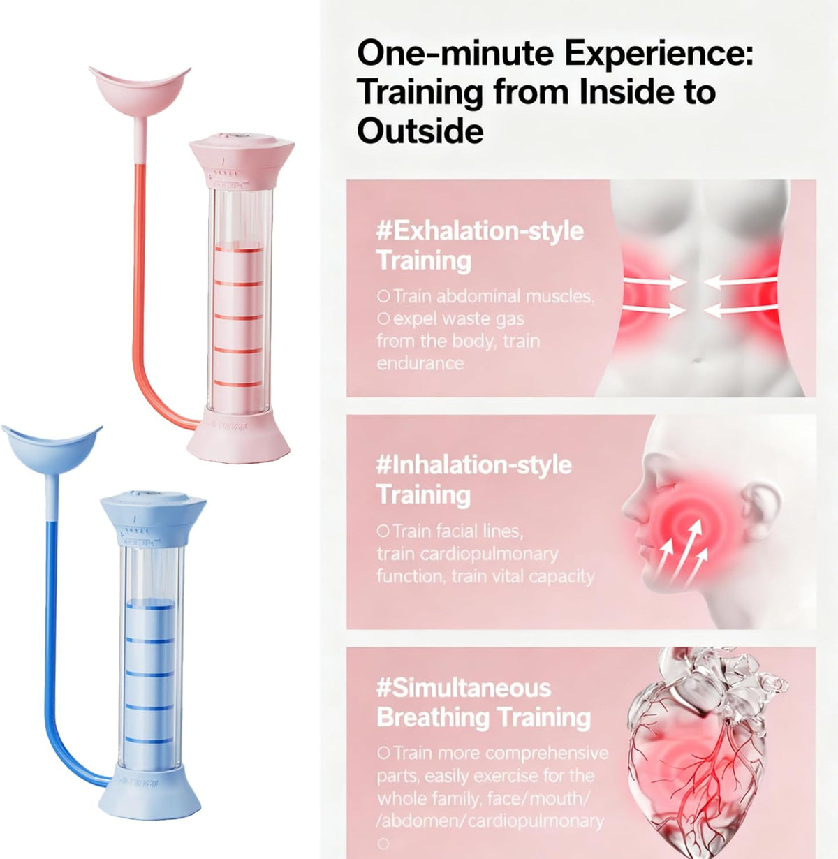 Digital Breathing Dumbbells Raining Device with Adjustable air holes(Pink)