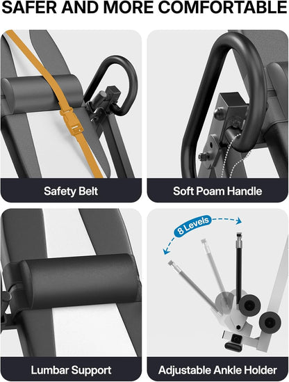 YOLEO Gravity Inversion Table for Back Pain Relief 2026 New Inversion Table w/Lumbar Support Easy to Assemble Back Stretcher Machine 300 lbs