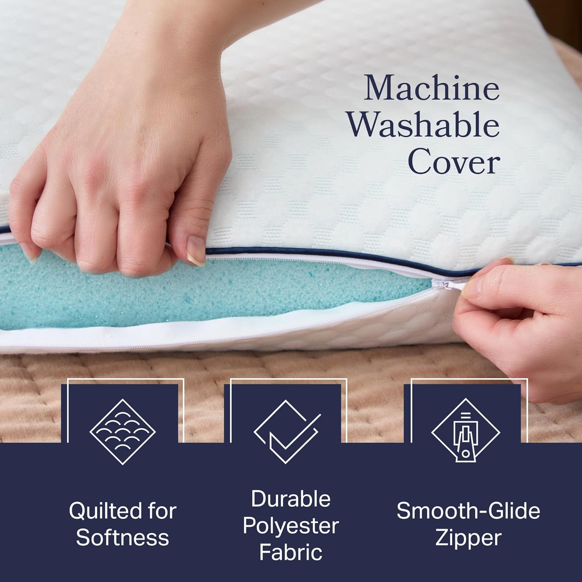 Weekender Cooling Gel Memory Foam Pillow for Sleeping – King Size, Ventilated Cooling Pillow for Side & Back Sleepers, Neck & Shoulder Support, Medium Firm, Washable Cover