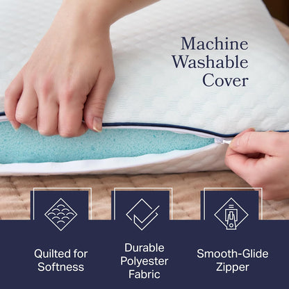 Weekender Cooling Gel Memory Foam Pillow for Sleeping – King Size, Ventilated Cooling Pillow for Side & Back Sleepers, Neck & Shoulder Support, Medium Firm, Washable Cover