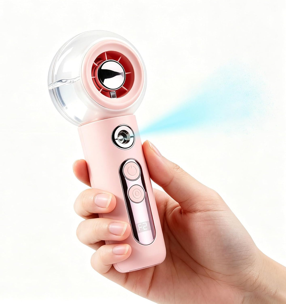 Handheld Portable Fan with Misting,High-Speed Brushless Motor,Ultra Long Lasting Rechargeable Battery,Personal Fans Portable Rechargeable,Suitable for Travel,Camping, Beach and Office Desk,Gift (PINK)