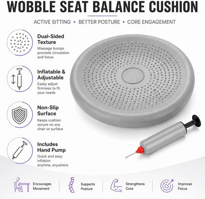 Hanstuten Wobble Seat Cushion Balance Disc - Rubber Wiggle Seat for Active Sitting, Office Desk Chair, and Core Strength Training